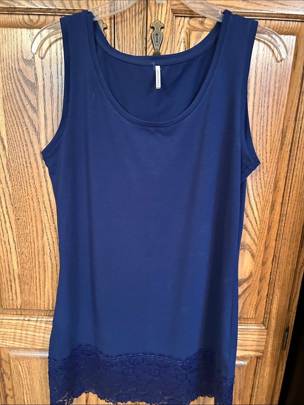 Women’s Navy Lace-Hem Camisole Tank